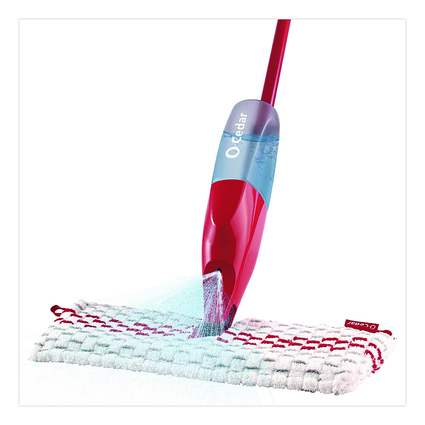 O-Cedar ProMist MAX Spray Mop, Red/White/Gray Microfiber Head, 48" Red/Black/Gray Plastic Handle, 4/Carton (173563CT)