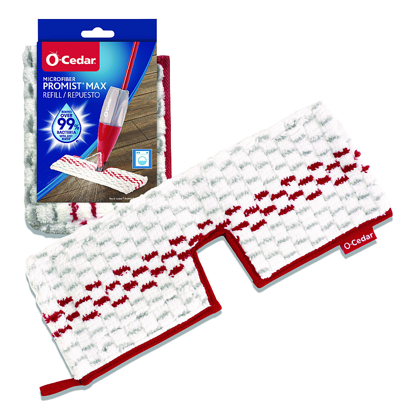 O-Cedar ProMist MAX Refill, Microfiber, Custom Size for ProMist Mop System, Red/White/Gray, 4/Carton (173579CT)