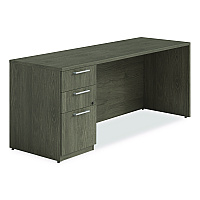 Alera Seville Series Credenza with Pedestal, Left Pedestal, 72w x 24d x 29h, Walnut (SVLSPC7224WA)