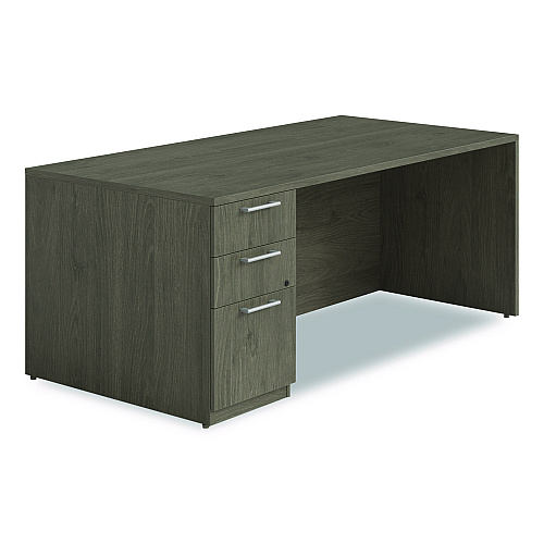 Alera Seville Series Single Pedestal Desk, Left Pedestal, 72" x 36" x 29", Walnut (SVSPL7236WA)