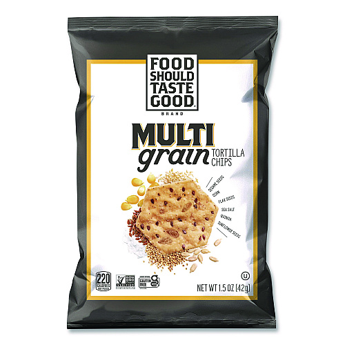 Food Should Taste Good Tortilla Chips, Multigrain with Sea Salt, 1.5 oz, 24/Carton (77613)
