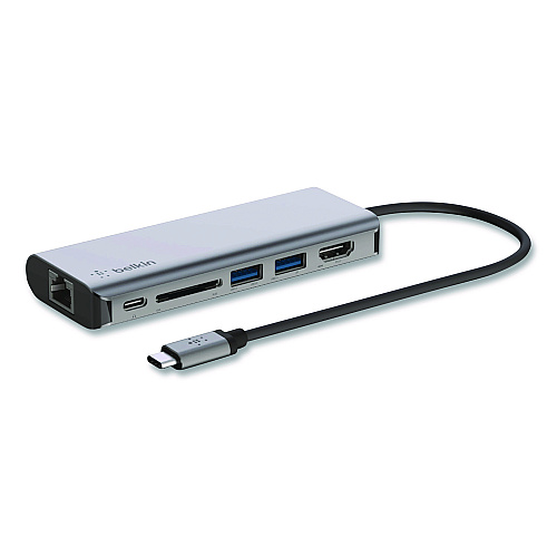Belkin Connect 6-in-1 USB-C Multiport Adapter Hub, 6-Port, Gray (AVC008BTSGY)