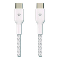 Belkin BOOST CHARGE Braided USB-C to USB-C Cable, 3.3 ft, White (CAB004BT1MWH)