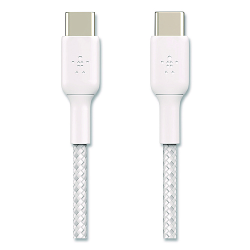 Belkin BOOST CHARGE Braided USB-C to USB-C Cable, 3.3 ft, White (CAB004BT1MWH)