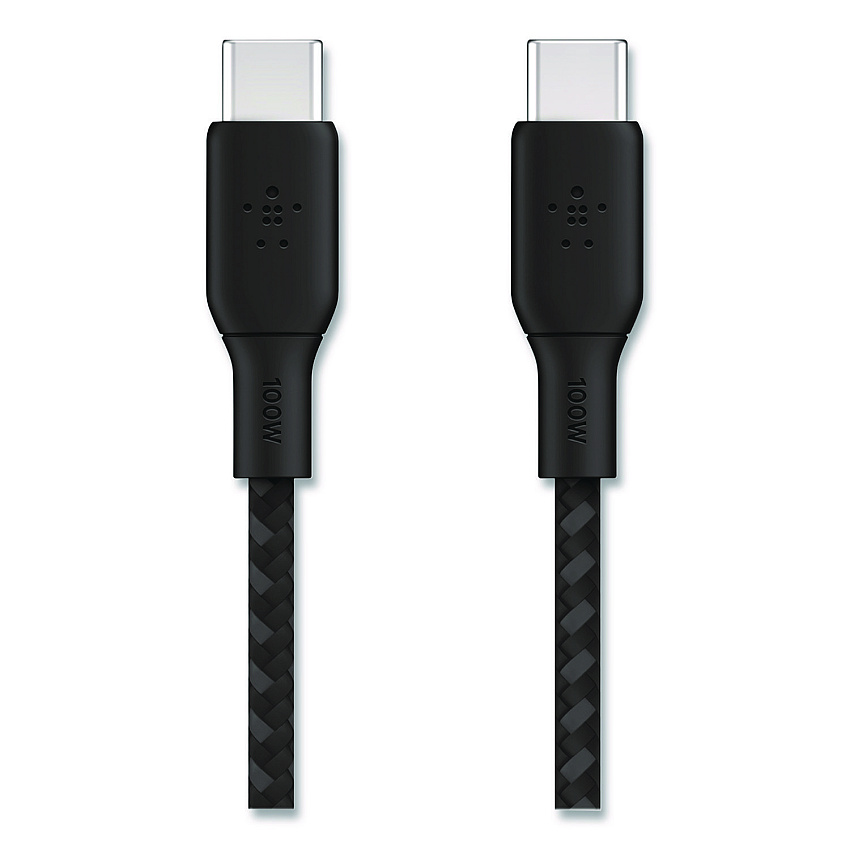 Belkin BOOST CHARGE Braided USB-C to USB-C Cable, 100 W Power Delivery, 6.6 ft, Black (CAB014BT2MBK)