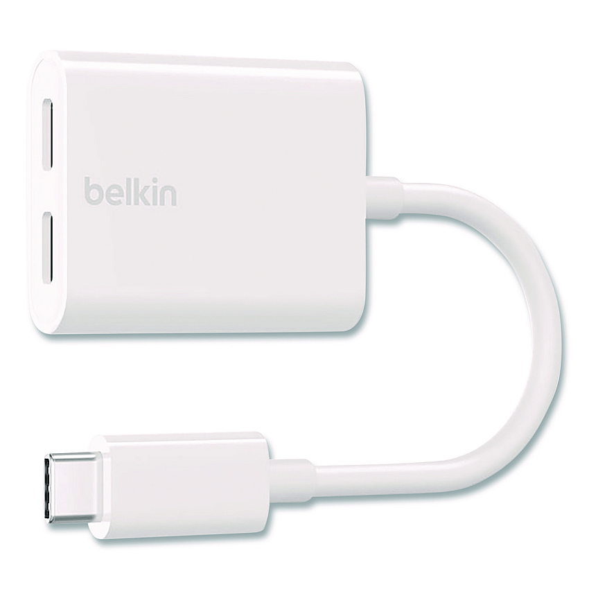 Belkin RockStar USB-C Audio + Charge Adapter, White (F7U081BTWH)