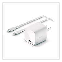 Belkin BOOST CHARGE USB-C PD 3.0 PPS Wall Charger + USB-C to Lightning Cable, White (WCA005DQ1MWH)
