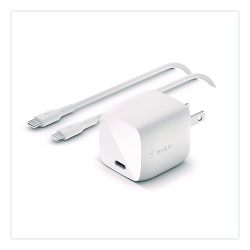 Belkin BOOST CHARGE USB-C PD 3.0 PPS Wall Charger + USB-C to Lightning Cable, White (WCA005DQ1MWH)