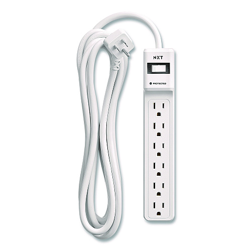 NXT Technologies 6-Outlet Surge Protector, 6 AC Outlets, 12 ft Cord, 900 J, White (NX61425)