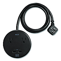 NXT Technologies 2-Outlet Plus USB Surge Protector, 2 AC Outlets/3 USB Ports, 5 ft Cord, 500 J, Black (NX61428)