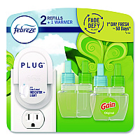 Febreze PLUG Air Freshener Warmer Starter Kit, Clear/White, with (2) Gain Original Refills (4166)