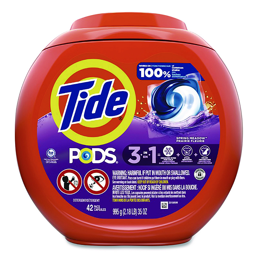 Tide PODS Laundry Detergent, Spring Meadow, 35 oz Tub, 42 Pods/Tub (9924)