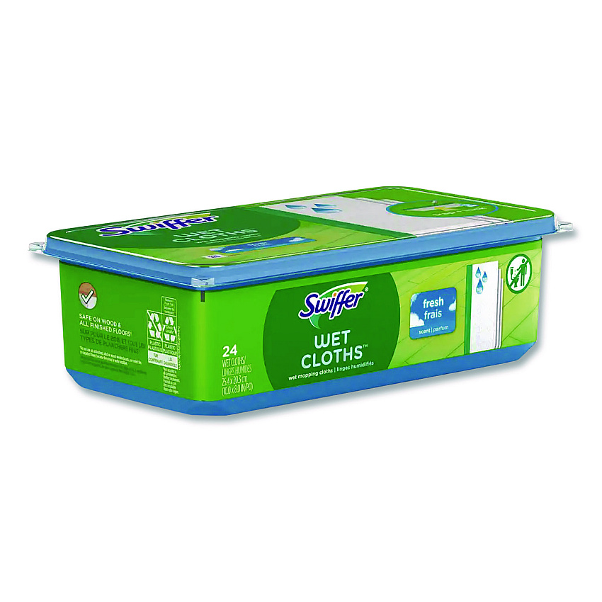 Swiffer Wet Refill Cloths, 8 x 10, Fresh Scent, White, 24/Pack, 6 Packs/Carton (35155)