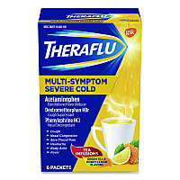 Theraflu Multi-Symptom Severe Cold Hot Liquid Powder, 6 Count (64260603)