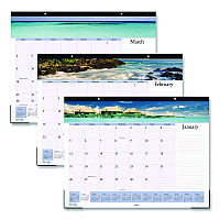 Blue Sky Islands Desk Pad Calendar, Tropical Island Photography, 22 x 17, Blue/White Sheets, Black Headband, 12-Month (Jan-Dec): 2025 (11789125)