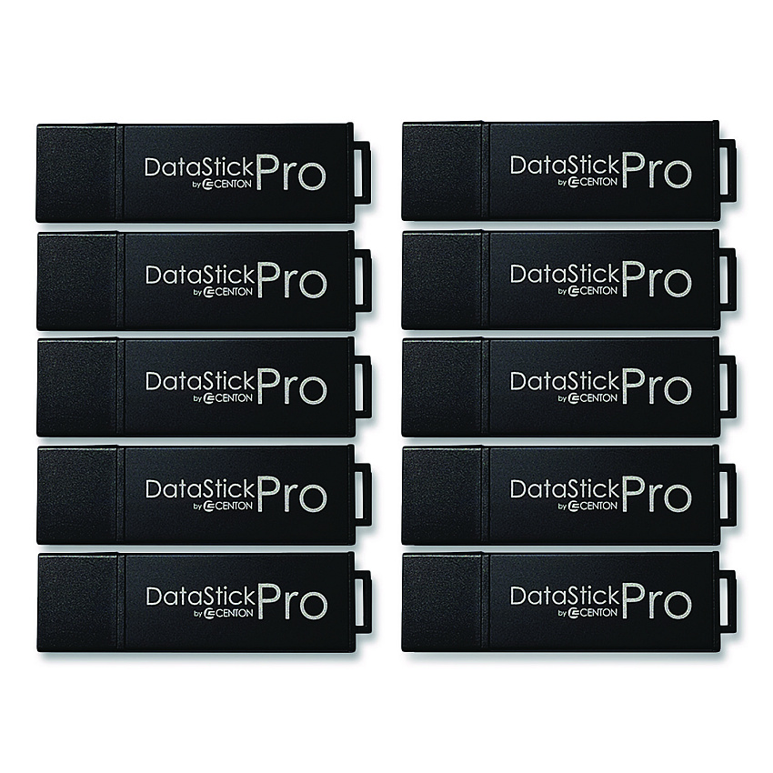 Centon DataStick Pro USB 3.2 Type A Flash Drive, 32 GB, Black, 10/Pack (S1U3P632G10B)