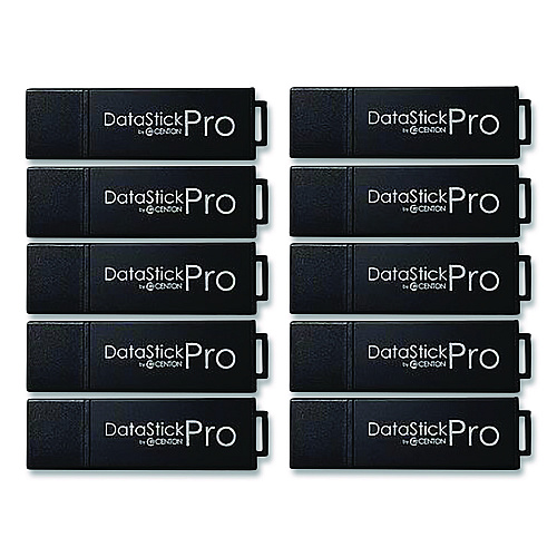 Centon DataStick Pro USB 3.2 Type A Flash Drive, 64 GB, Black, 10/Pack (S1U3P664G10B)