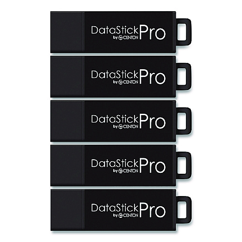 Centon DataStick Pro USB 3.0 Type A Flash Drive, 128 GB, Black, 5/Pack (S1U3P6128G5B)