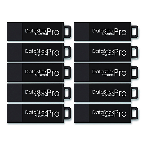 Centon DataStick Pro USB 3.2 Type A Flash Drive, 128 GB, Black, 10/Pack (S1U3P6128G10)