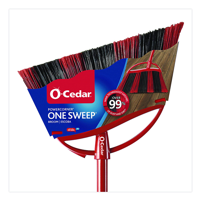 O-Cedar One Sweep Large Broom, 48" Handle, Red/Black/Gray (172163EA)