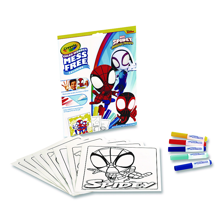 Crayola Spidey and His Amazing Friends Color Wonder Kit, Includes Five Markers, Ages 3 and Up, 18 Pages (752784)