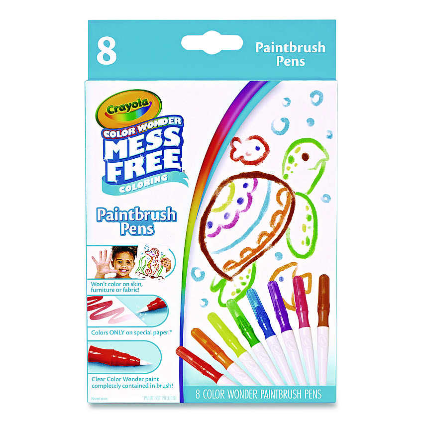 Crayola Color Wonder Paintbrush Pens, Assorted Colors, 8/Pack (752858)