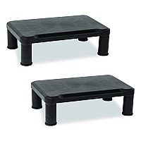 Mind Reader Adjustable Rectangular Monitor Stand, 14.5" x 10.5" x 2.5" to 5.25", Black, Supports 50 lb, 2/Pack (2SMPLMONBLK)