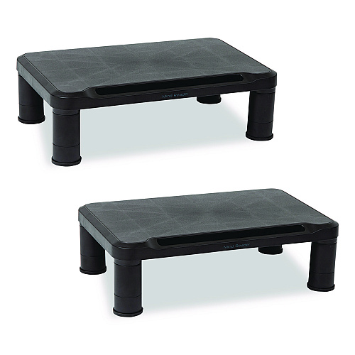 Mind Reader Adjustable Rectangular Monitor Stand, 14.5" x 10.5" x 2.5" to 5.25", Black, Supports 50 lb, 2/Pack (2SMPLMONBLK)