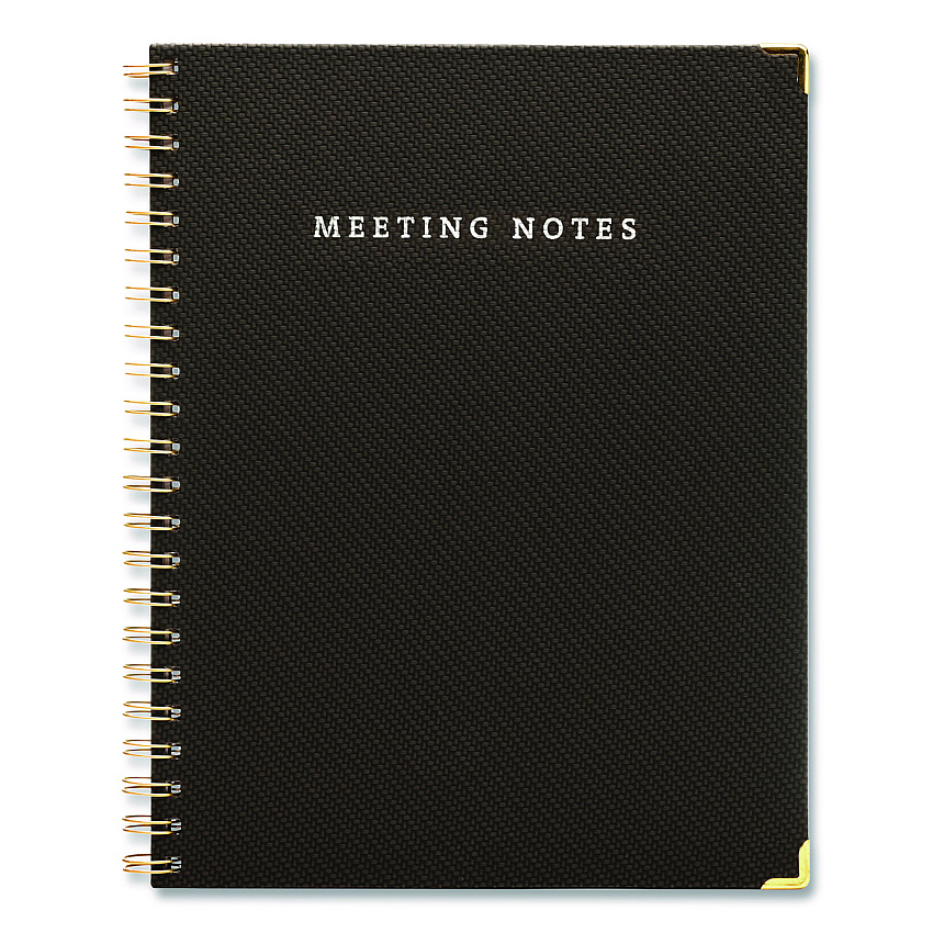 Global Printed Products Meeting Notes Book, Space for Up to 159 Meetings, Meeting-Minutes/Notes Format, Black/Gold Cover, (80) 11 x 8.5 Sheets (SPLS0118BK)