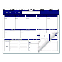 Global Printed Products Weekly Family Planner, 17 x 13, White/Blue Sheets, 52 Weeks: Undated (SPLS0079)