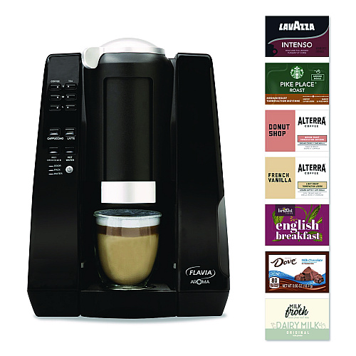Flavia Aroma Brewer, with 134 Assorted Drinks Bundle, Black (MDR10020)