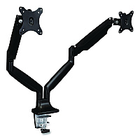 MOUNT-IT! Dual Monitor Gas-Spring Mounting Arm, For 13" to 32" Monitors, 360 Degree Rotation, +/-45 Degree Tilt, Black, Supports 20 lb (MI1772BLACK)