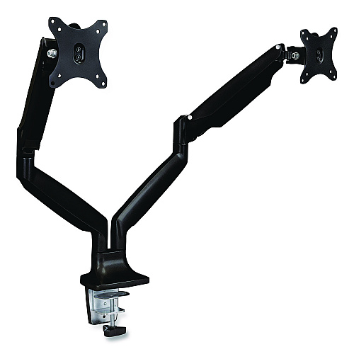 MOUNT-IT! Dual Monitor Gas-Spring Mounting Arm, For 13" to 32" Monitors, 360 Degree Rotation, +/-45 Degree Tilt, Black, Supports 20 lb (MI1772BLACK)