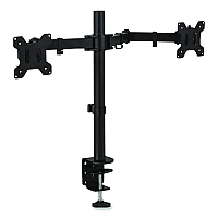 MOUNT-IT! Full Motion Dual Monitor Desktop Mount, For 17" to 27" Monitors, 360 Degree Rotation, +/-90 Degree Tilt, Black, Supports 22lb (MI2752)