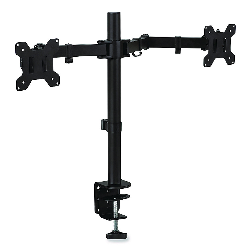MOUNT-IT! Full Motion Dual Monitor Desktop Mount, For 17" to 27" Monitors, 360 Degree Rotation, +/-90 Degree Tilt, Black, Supports 22lb (MI2752)