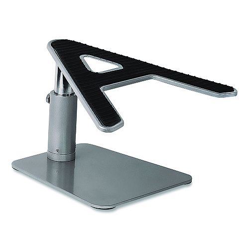 MOUNT-IT! Adjustable Height Laptop Riser, 10" x 10.5" Platform, Silver/Black, Supports Up to 33 lbs (MI7271)