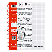 Roaring Spring Whitelines Notebook, Quadrille Rule (5 sq/in), Gray/Orange Cover, (70) 11 x 8.5 Sheets (17001)