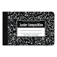 Roaring Spring Junior Composition Notebook, Wide/Legal Rule, Black Marble Cover, (60) 4.88 x 7.5 Sheets (77122)