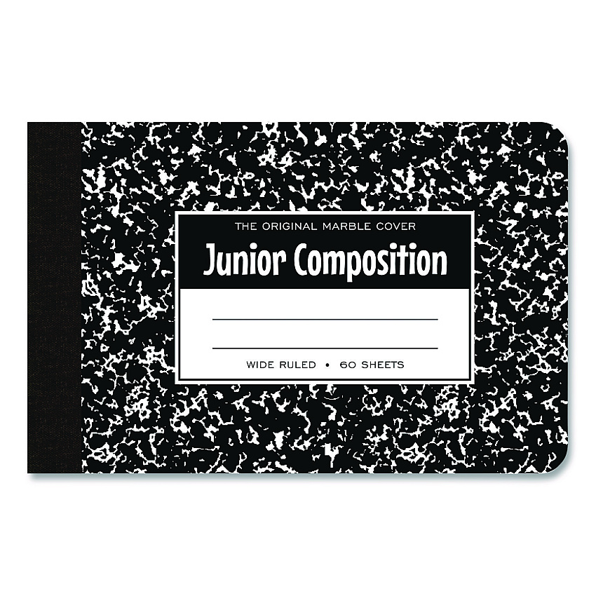 Roaring Spring Junior Composition Notebook, Wide/Legal Rule, Black Marble Cover, (60) 4.88 x 7.5 Sheets (77122)