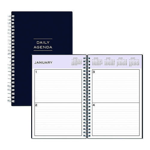 Blue Sky Perpetual Daily Planner, 8.5 x 5.5, Blue Cover, 52 Weeks: Undated (141138)
