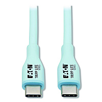 Tripp Lite USB-C Antibacterial Cable, USB 2.0, USB Type-C (USB-C) to USB Type-C (M/M), 6 ft, Light Blue (U040AB006CSL)