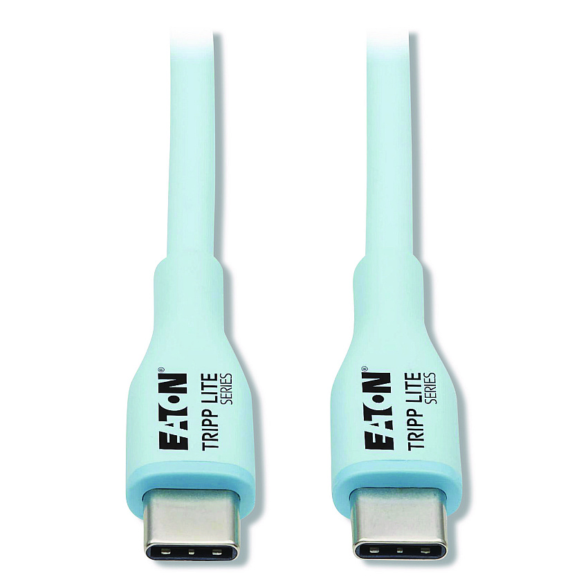 Tripp Lite USB-C Antibacterial Cable, USB 2.0, USB Type-C (USB-C) to USB Type-C (M/M), 6 ft, Light Blue (U040AB006CSL)