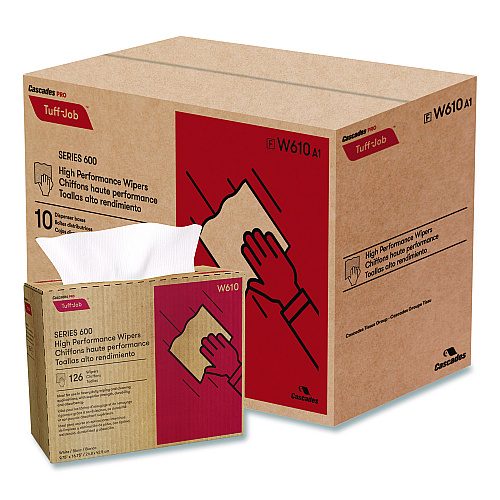 Cascades Tuff-Job S600 High Performance Wipers, 9 3/4 x 16 3/4, 126/Box, 10 Box/Carton (W610)