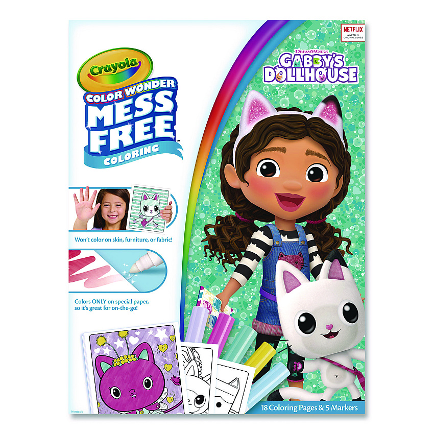 Crayola Gabby's Dollhouse Color Wonder Kit, Includes Five Markers, Ages 3 and Up, 18 Pages (752835)