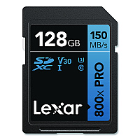 Lexar High-Performance PRO BLUE Series SDXC Memory Card, UHS-I V30 U1 Class 10, 128 GB (LSD800P128GB)