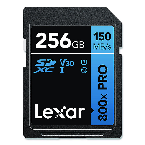 Lexar High-Performance PRO BLUE Series SDXC Memory Card, UHS-I V30 U1 Class 10, 256 GB (LSD800P256GB)