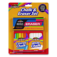 Cra-Z-Art Chalk and Eraser Set, (12) White/(12) Assorted (1087424)