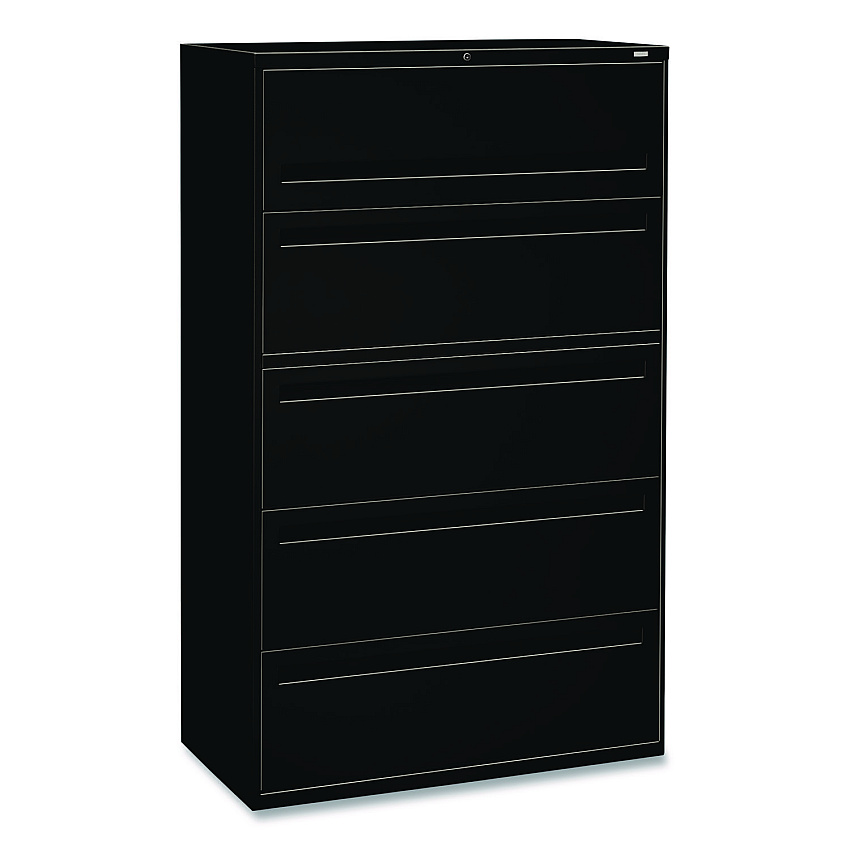 Brigade 700 Series Lateral File, 4 Legal-/letter-size File Drawers, 1 File Shelf, 1 Post Shelf, Black, 42" X 18" X 64.25"