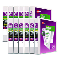 Avery Durable View Binder with DuraHinge and EZD Rings, 3 Rings, 1" Capacity, 11 x 8.5, White, 12/Carton (9301) (09301CT)