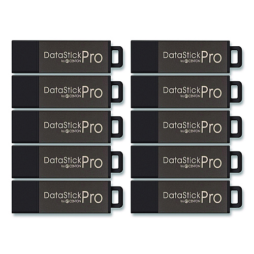 Centon DataStick Pro USB 2.0 Type A Flash Drive, 8 GB, Gray, 10/Pack (100079)